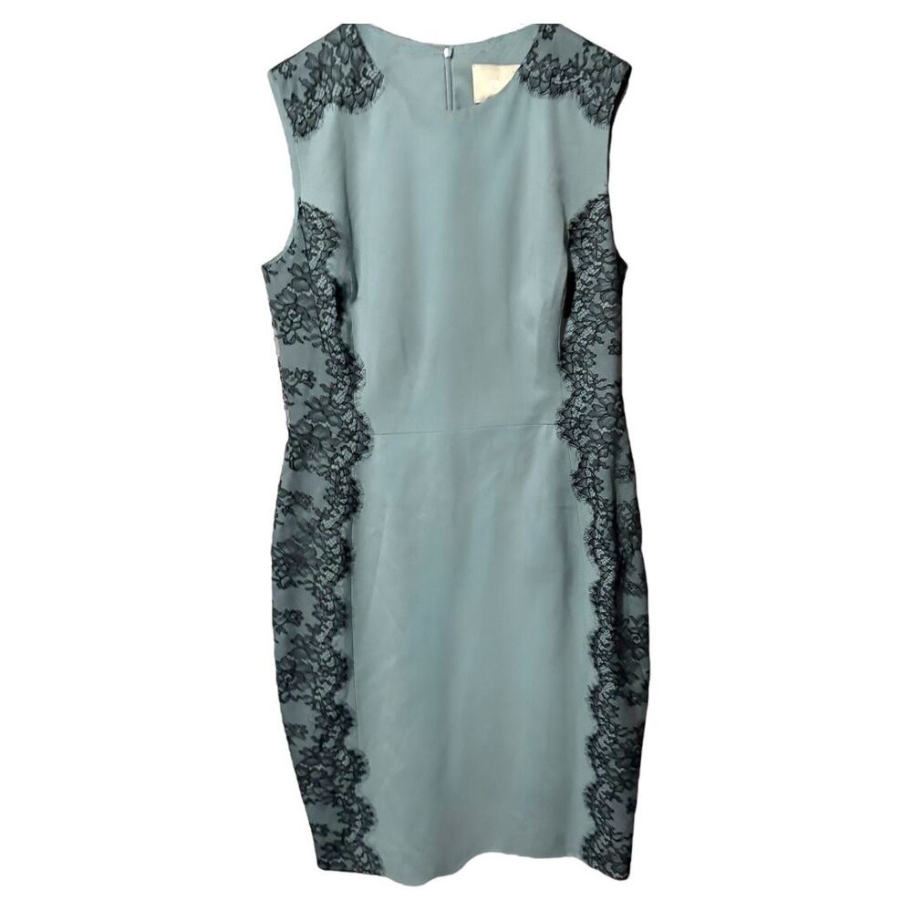 Jason Wu Sleeveless Cocktail Dress - Sz 12 - Teal Lace - Sheath Knee-Length